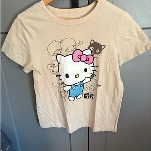 Hello Kitty Cream Tee with Pink and Blue Accents